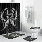 Maori Rugby Custom Ngaru Mangopare Bathroom Set Black Whetu Niho Taniwha Motif