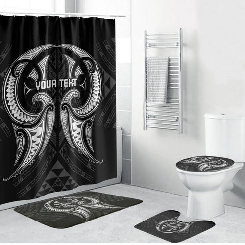 Maori Rugby Custom Ngaru Mangopare Bathroom Set Black Whetu Niho Taniwha Motif