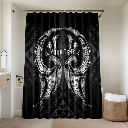 Maori Rugby Custom Ngaru Mangopare Bathroom Set Black Whetu Niho Taniwha Motif