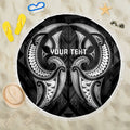 Maori Rugby Custom Ngaru Mangopare Beach Blanket Black Whetu Niho Taniwha Motif