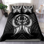 Maori Rugby Custom Ngaru Mangopare Bedding Set Black Whetu Niho Taniwha Motif