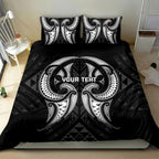 Maori Rugby Custom Ngaru Mangopare Bedding Set Black Whetu Niho Taniwha Motif