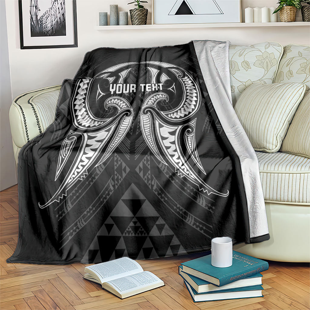 Maori Rugby Custom Ngaru Mangopare Blanket Black Whetu Niho Taniwha Motif