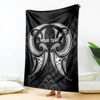 Maori Rugby Custom Ngaru Mangopare Blanket Black Whetu Niho Taniwha Motif