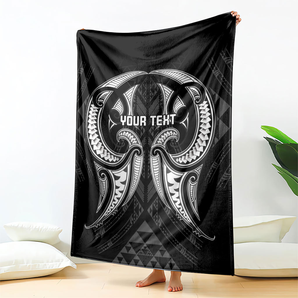 Maori Rugby Custom Ngaru Mangopare Blanket Black Whetu Niho Taniwha Motif
