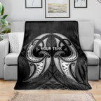 Maori Rugby Custom Ngaru Mangopare Blanket Black Whetu Niho Taniwha Motif