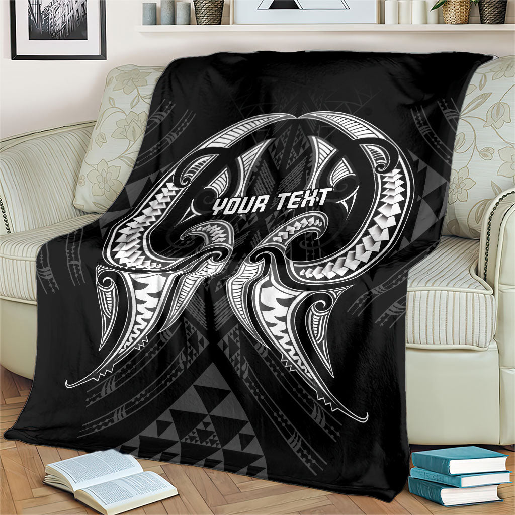 Maori Rugby Custom Ngaru Mangopare Blanket Black Whetu Niho Taniwha Motif