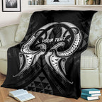 Maori Rugby Custom Ngaru Mangopare Blanket Black Whetu Niho Taniwha Motif