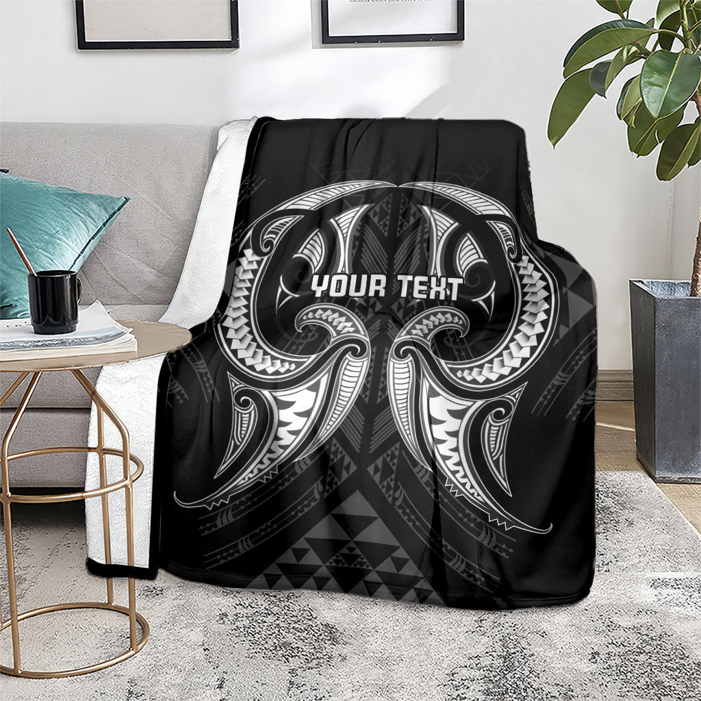 Maori Rugby Custom Ngaru Mangopare Blanket Black Whetu Niho Taniwha Motif
