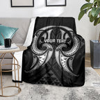 Maori Rugby Custom Ngaru Mangopare Blanket Black Whetu Niho Taniwha Motif
