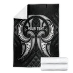 Maori Rugby Custom Ngaru Mangopare Blanket Black Whetu Niho Taniwha Motif