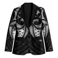 Maori Rugby Custom Ngaru Mangopare Blazer Black Whetu Niho Taniwha Motif