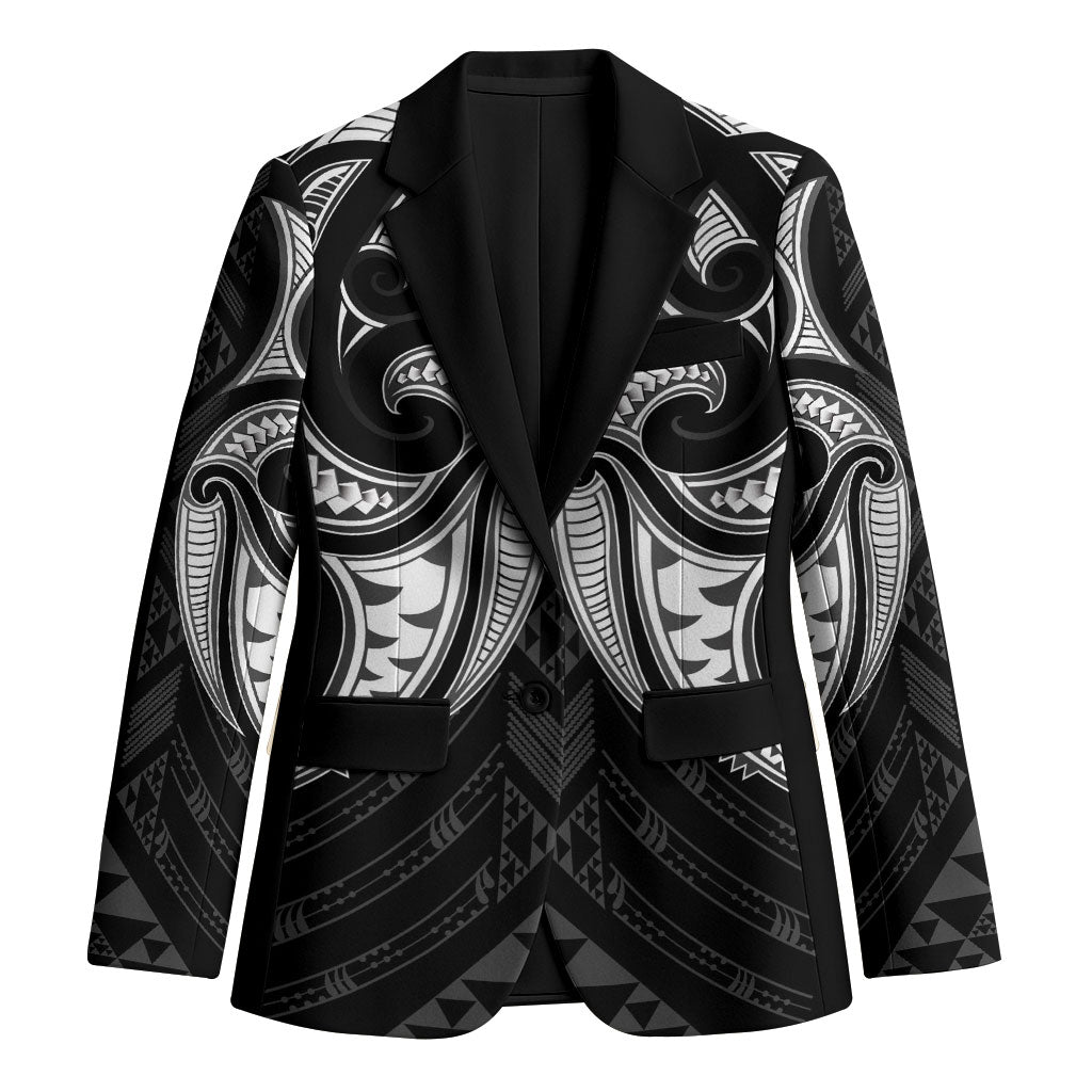 Maori Rugby Custom Ngaru Mangopare Blazer Black Whetu Niho Taniwha Motif
