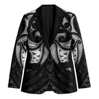 Maori Rugby Custom Ngaru Mangopare Blazer Black Whetu Niho Taniwha Motif