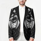 Maori Rugby Custom Ngaru Mangopare Blazer Black Whetu Niho Taniwha Motif