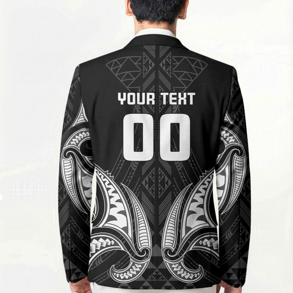 Maori Rugby Custom Ngaru Mangopare Blazer Black Whetu Niho Taniwha Motif