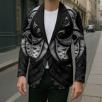 Maori Rugby Custom Ngaru Mangopare Blazer Black Whetu Niho Taniwha Motif