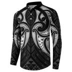 Maori Rugby Custom Ngaru Mangopare Button Sweatshirt Black Whetu Niho Taniwha Motif
