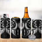 Maori Rugby Custom Ngaru Mangopare 4 in 1 Can Cooler Tumbler Black Whetu Niho Taniwha Motif
