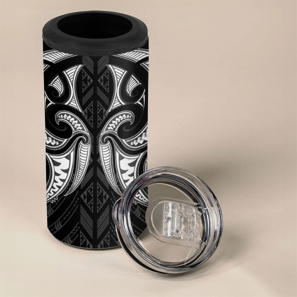 Maori Rugby Custom Ngaru Mangopare 4 in 1 Can Cooler Tumbler Black Whetu Niho Taniwha Motif