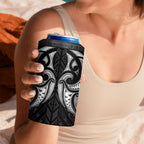 Maori Rugby Custom Ngaru Mangopare 4 in 1 Can Cooler Tumbler Black Whetu Niho Taniwha Motif