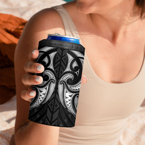 Maori Rugby Custom Ngaru Mangopare 4 in 1 Can Cooler Tumbler Black Whetu Niho Taniwha Motif