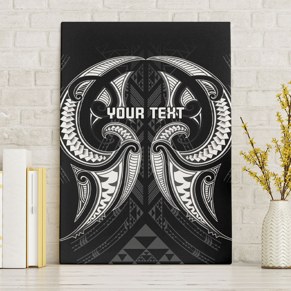 Maori Rugby Custom Ngaru Mangopare Canvas Wall Art Black Whetu Niho Taniwha Motif
