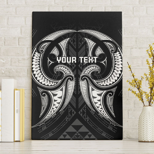 Maori Rugby Custom Ngaru Mangopare Canvas Wall Art Black Whetu Niho Taniwha Motif