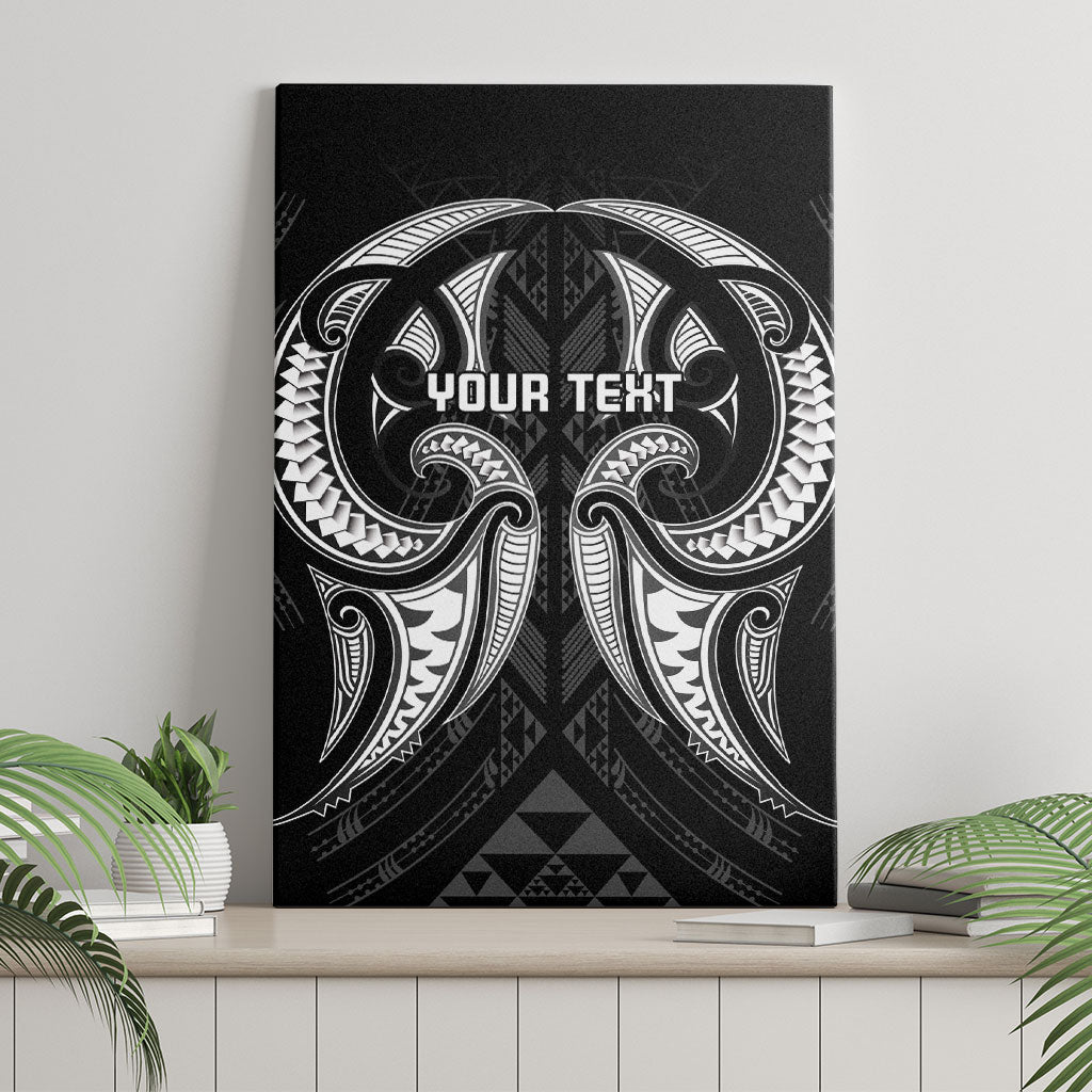 Maori Rugby Custom Ngaru Mangopare Canvas Wall Art Black Whetu Niho Taniwha Motif