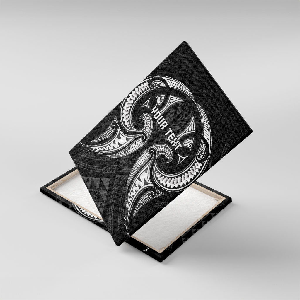 Maori Rugby Custom Ngaru Mangopare Canvas Wall Art Black Whetu Niho Taniwha Motif