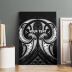 Maori Rugby Custom Ngaru Mangopare Canvas Wall Art Black Whetu Niho Taniwha Motif