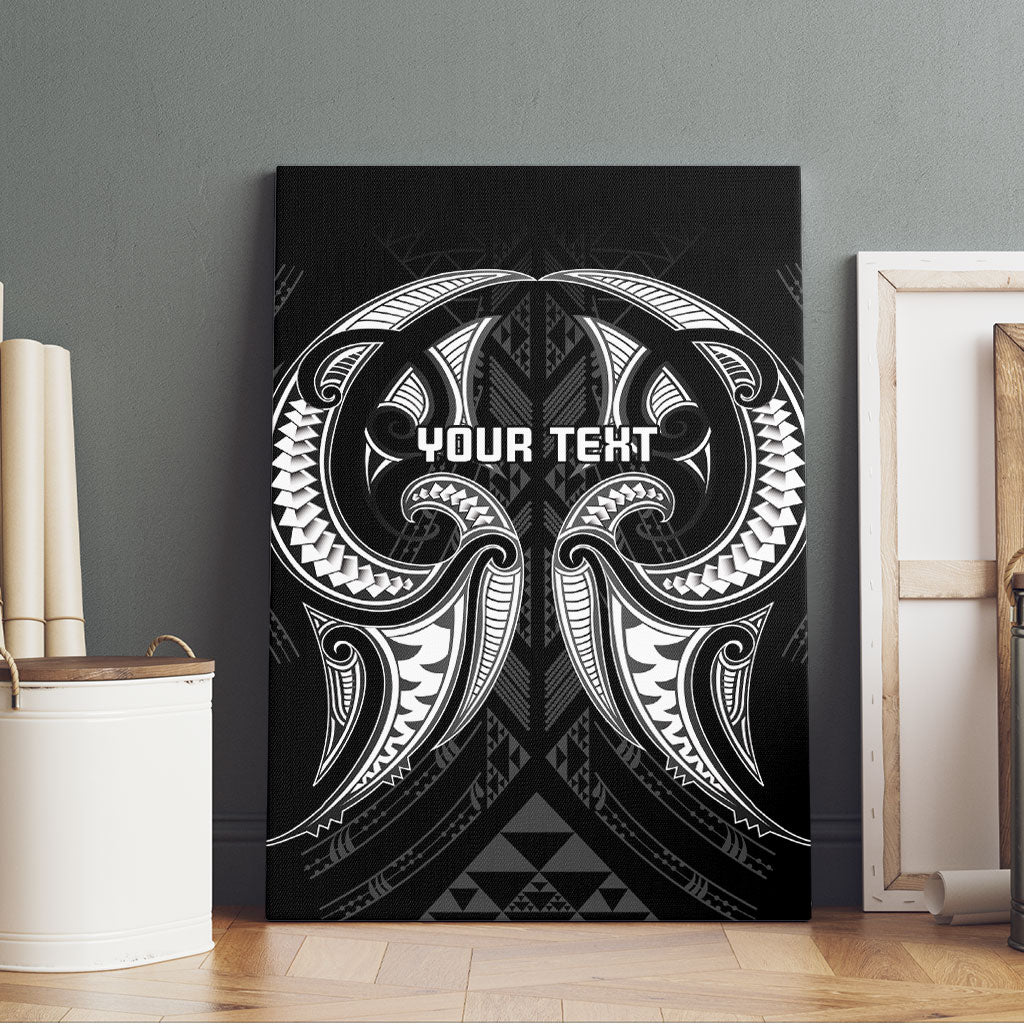 Maori Rugby Custom Ngaru Mangopare Canvas Wall Art Black Whetu Niho Taniwha Motif