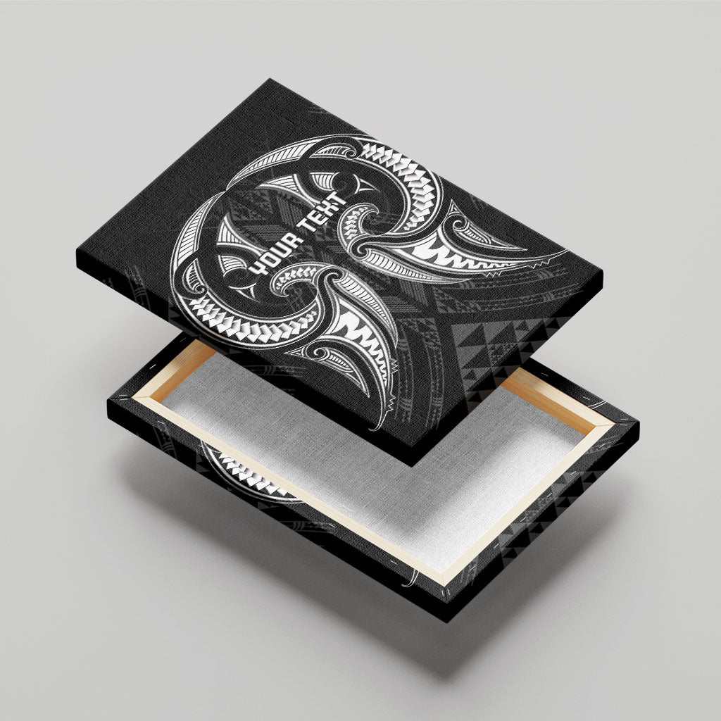 Maori Rugby Custom Ngaru Mangopare Canvas Wall Art Black Whetu Niho Taniwha Motif