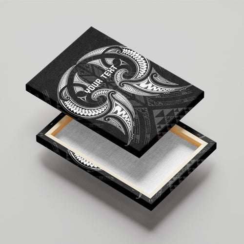 Maori Rugby Custom Ngaru Mangopare Canvas Wall Art Black Whetu Niho Taniwha Motif