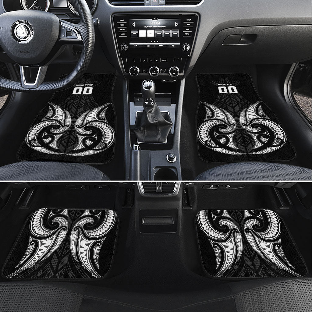 Maori Rugby Custom Ngaru Mangopare Car Mats Black Whetu Niho Taniwha Motif
