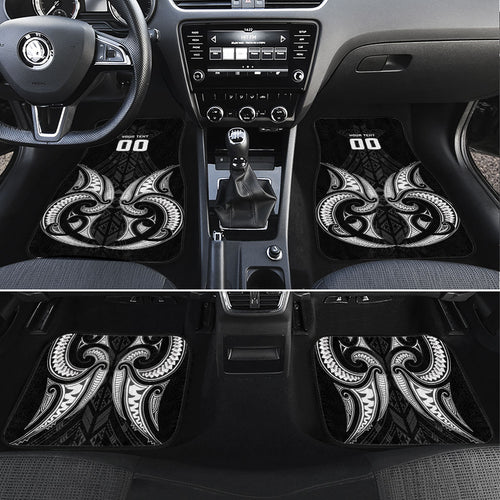 Maori Rugby Custom Ngaru Mangopare Car Mats Black Whetu Niho Taniwha Motif