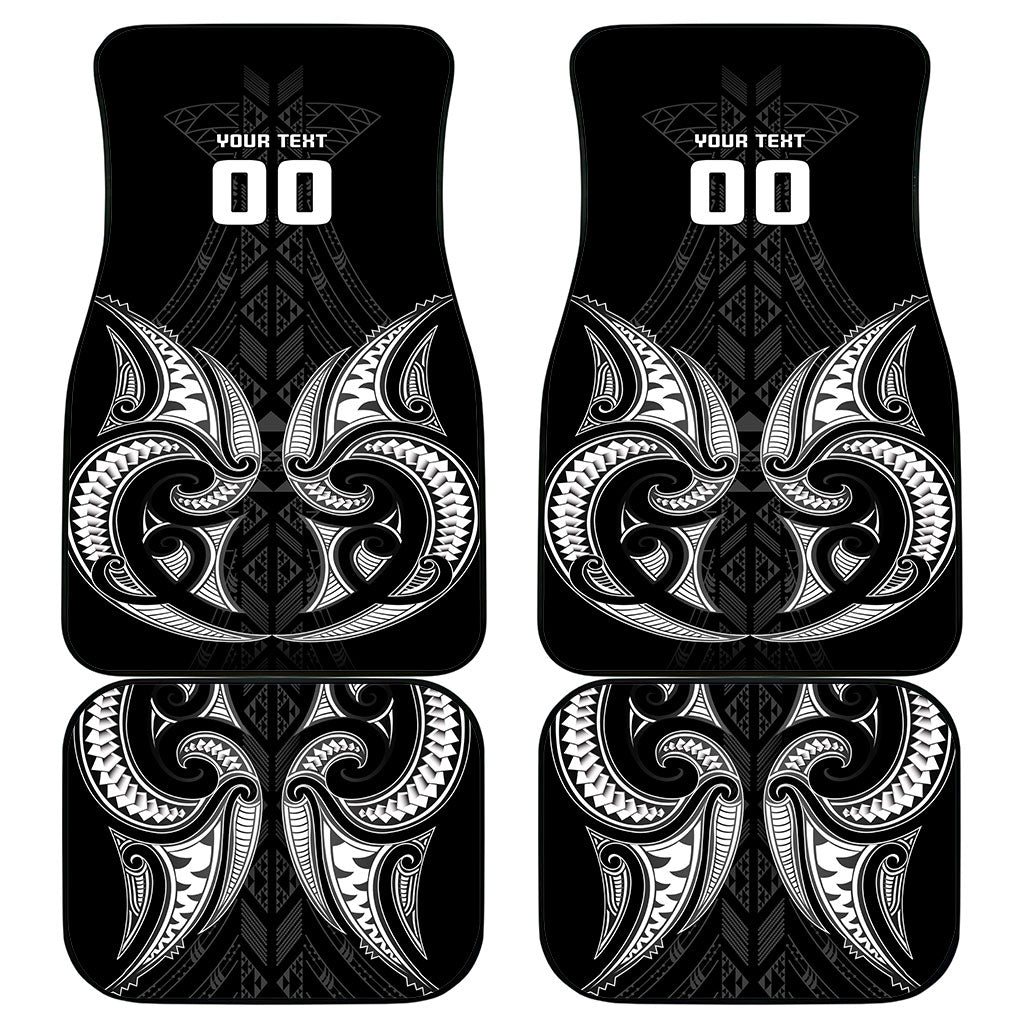 Maori Rugby Custom Ngaru Mangopare Car Mats Black Whetu Niho Taniwha Motif