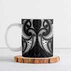 Maori Rugby Custom Ngaru Mangopare Ceramic Mug Black Whetu Niho Taniwha Motif