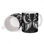 Maori Rugby Custom Ngaru Mangopare Ceramic Mug Black Whetu Niho Taniwha Motif