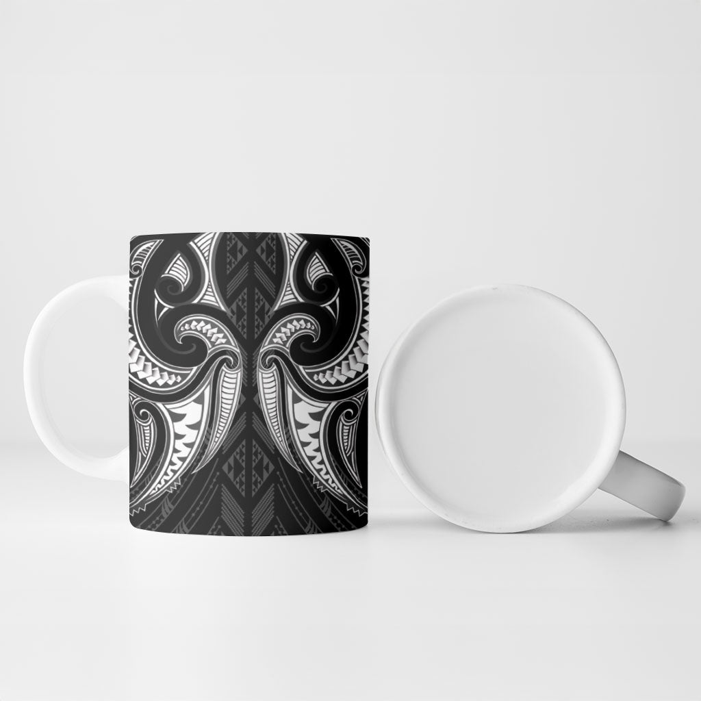 Maori Rugby Custom Ngaru Mangopare Ceramic Mug Black Whetu Niho Taniwha Motif