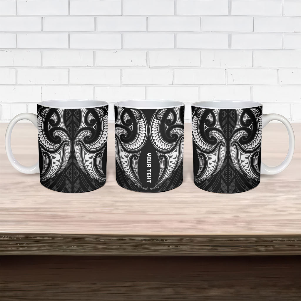 Maori Rugby Custom Ngaru Mangopare Ceramic Mug Black Whetu Niho Taniwha Motif