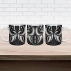 Maori Rugby Custom Ngaru Mangopare Ceramic Mug Black Whetu Niho Taniwha Motif