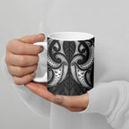 Maori Rugby Custom Ngaru Mangopare Ceramic Mug Black Whetu Niho Taniwha Motif
