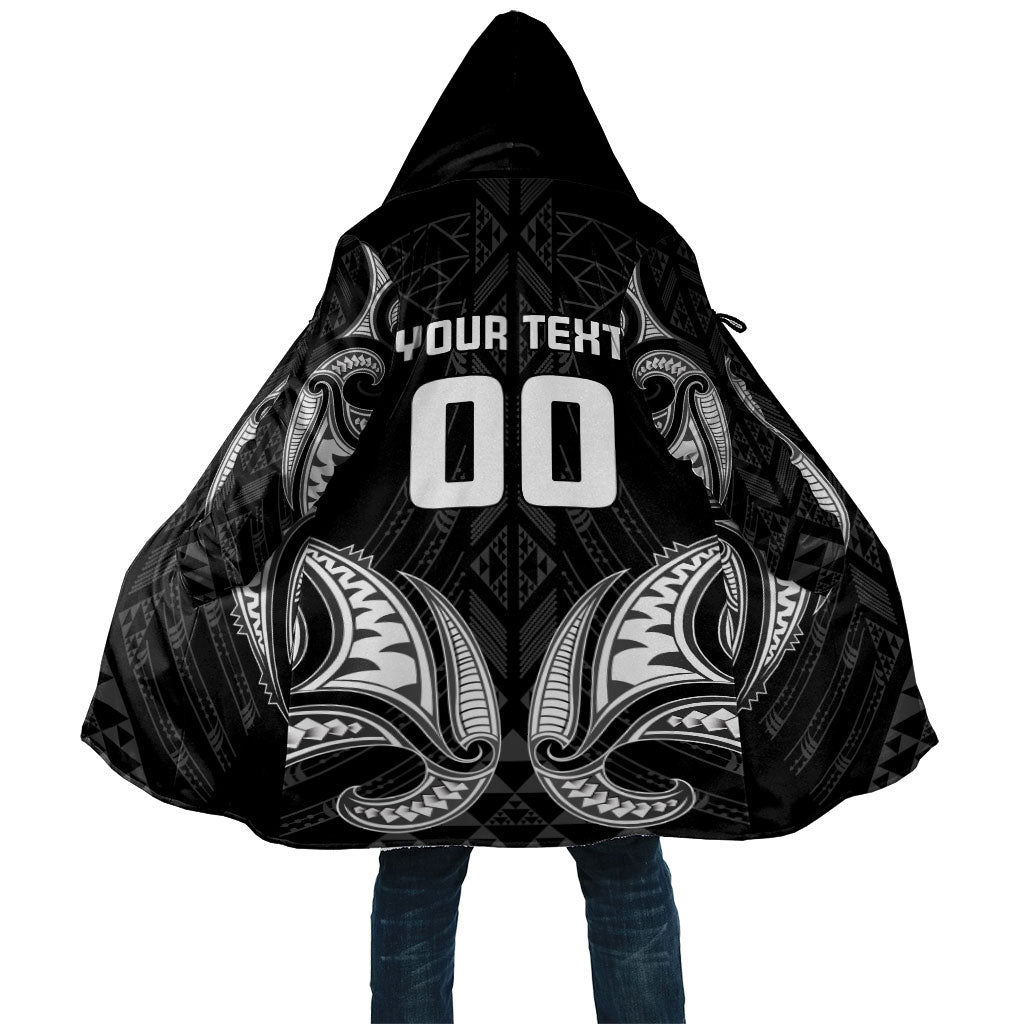 Maori Rugby Custom Ngaru Mangopare Cloak Black Whetu Niho Taniwha Motif