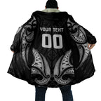 Maori Rugby Custom Ngaru Mangopare Cloak Black Whetu Niho Taniwha Motif