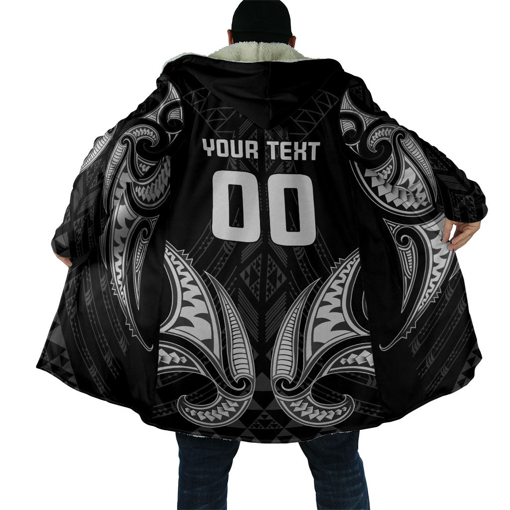 Maori Rugby Custom Ngaru Mangopare Cloak Black Whetu Niho Taniwha Motif