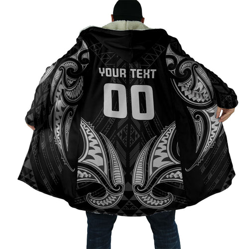 Maori Rugby Custom Ngaru Mangopare Cloak Black Whetu Niho Taniwha Motif