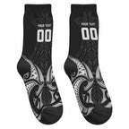 Maori Rugby Custom Ngaru Mangopare Crew Socks Black Whetu Niho Taniwha Motif