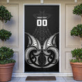 Maori Rugby Custom Ngaru Mangopare Door Cover Black Whetu Niho Taniwha Motif