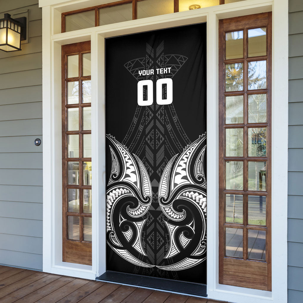 Maori Rugby Custom Ngaru Mangopare Door Cover Black Whetu Niho Taniwha Motif